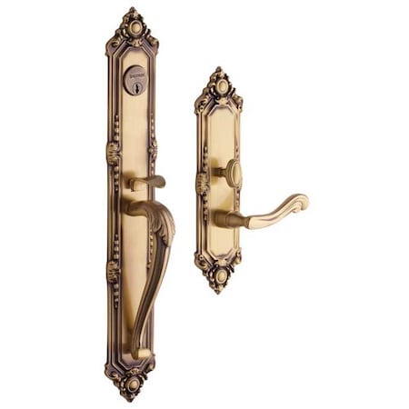 Baldwin Double Cylinder Handlesets Satin Brass with Brown 6950.060.RDBL
